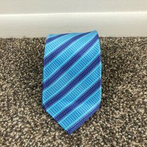 Stefano Ricci Neck Tie Luxury Collection 100% Silk Blue Repp Striped 61L 3.5W